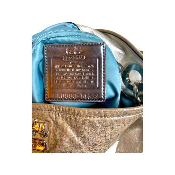 SOLD Coach Metallic Silver Distressed Purse - Picture 4 of 6